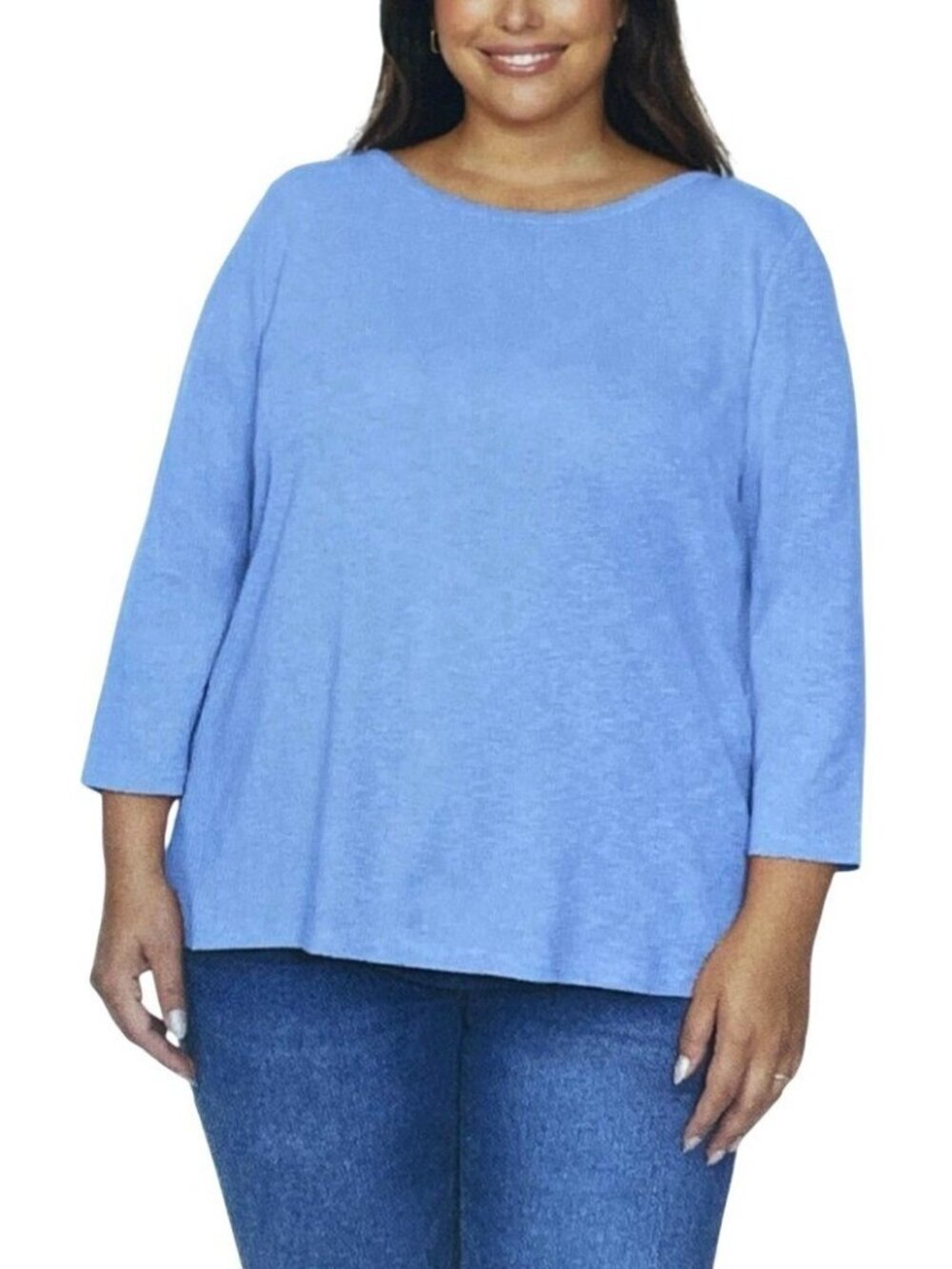 NWT Kirkland Signature Women's XXL Blue 3/4 Sleeve Cotton 3/4 Sleeve T Shirt